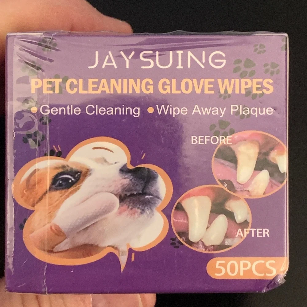 Pet Cleaning: Mouth / Teeth / Gum Cleaning Glove Wipes 50 Ct Pack!
